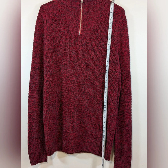 INC mens 1/4 zip sweater, red / black, size L - Picture 6 of 8